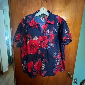 Lemon Grass navy and red Hawaiian shirt XL